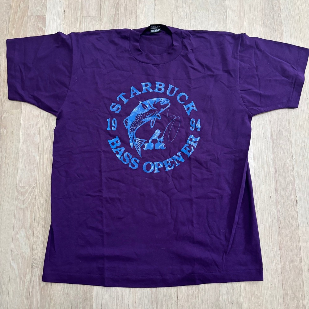 Fruit of the Loom T-Shirt Mens XL Purple Excellent 1994 Starbuck Bass Opener